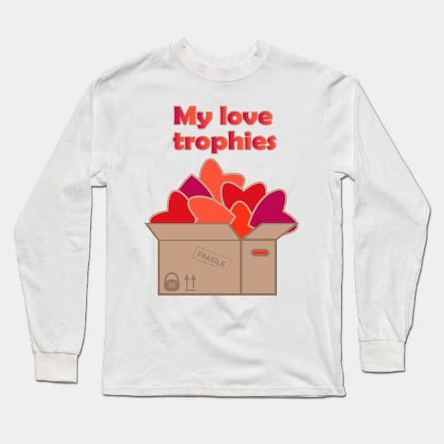 Valentine hearts in box My love trophies Long Sleeve T-Shirt by Cute-Design